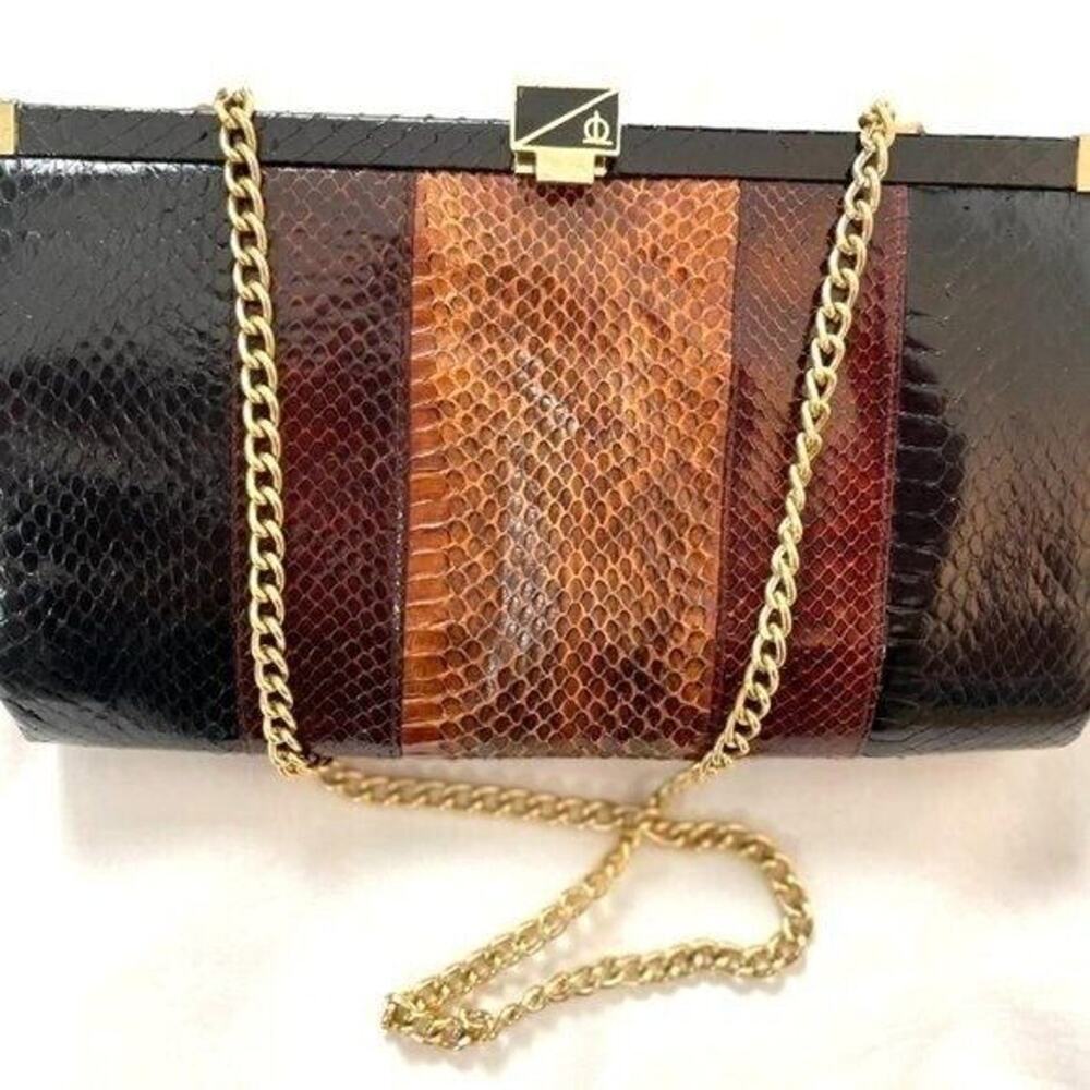 Vintage Tricolor Textured Clutch Shoulder Bag 10.5 x 6